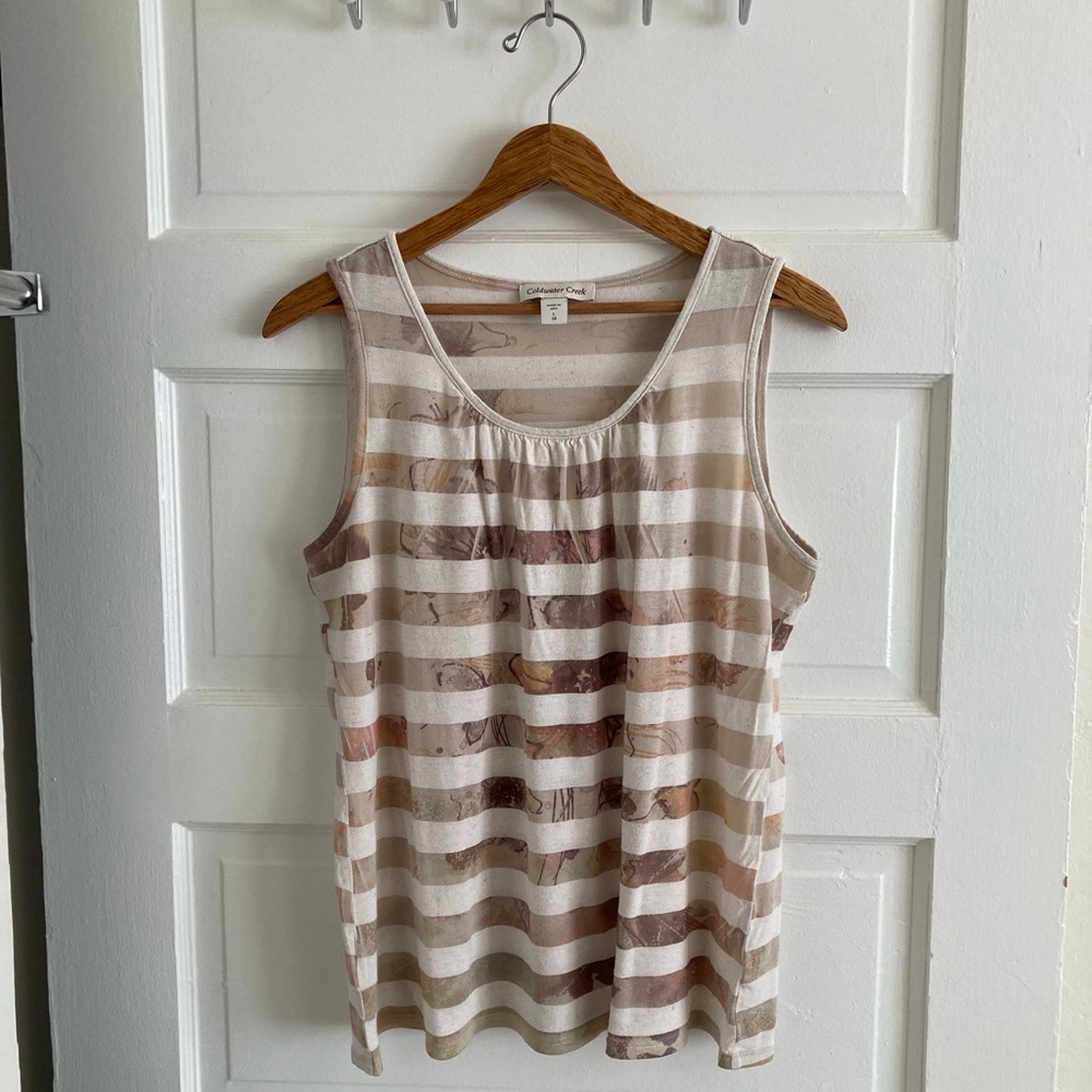 👚 [Coldwater Creek] Striped Tank Top, Size L 14, EUC